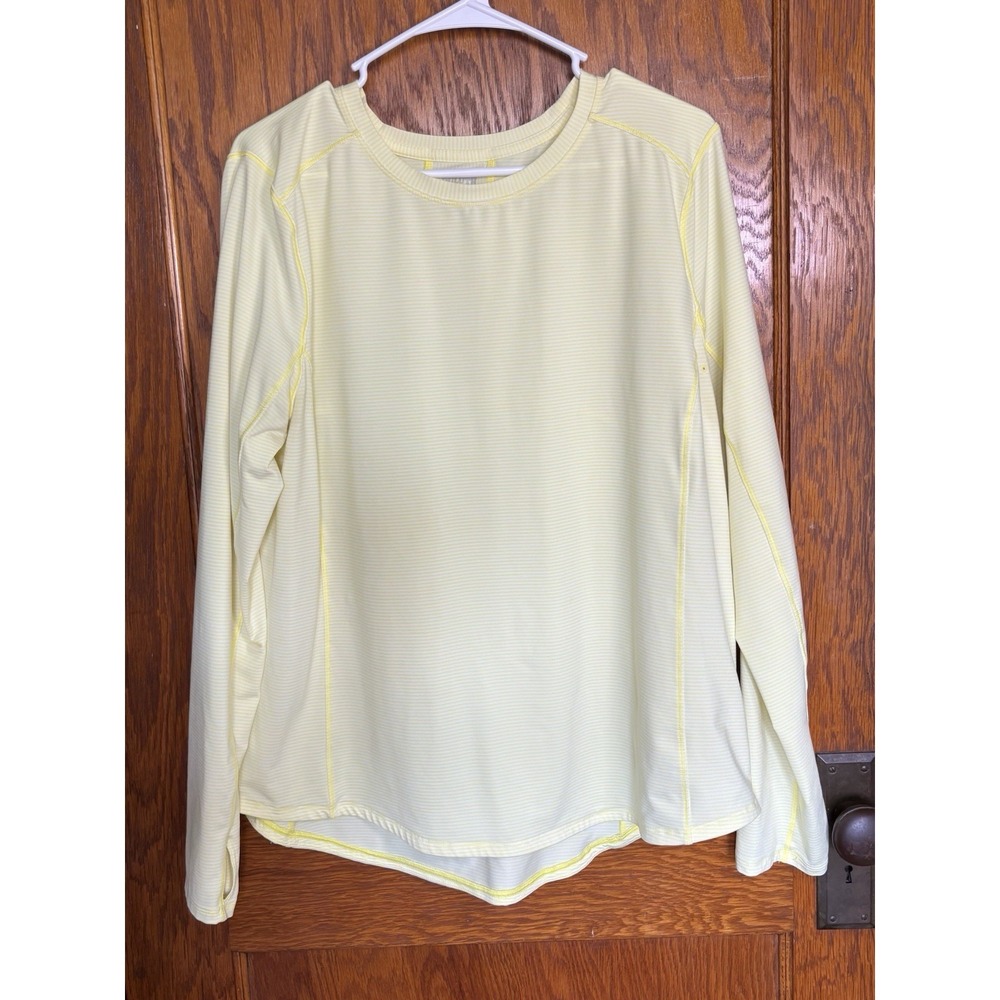 Duluth Trading Co Shirt Women XL Yellow Genius Pier UPF 50+ Quick Dry Zip Pocket